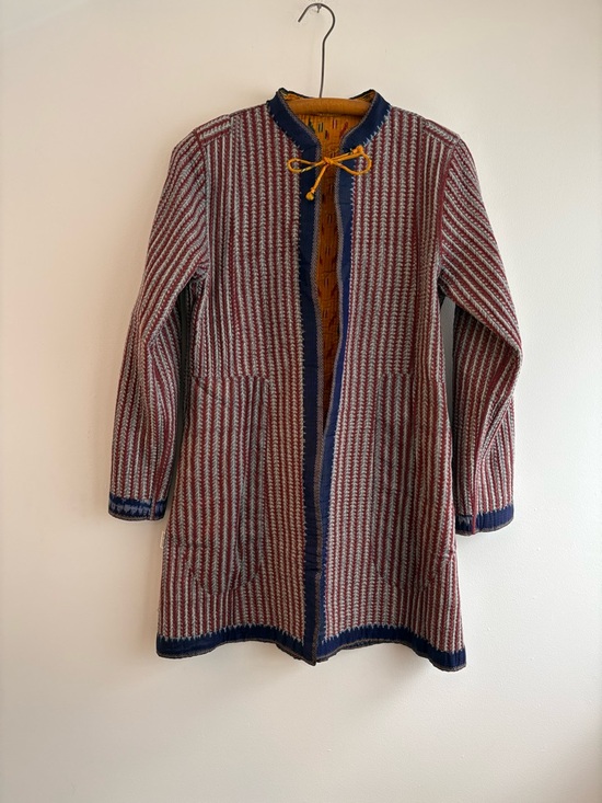 Caravanserai Jackets & Blazers - Deadstock silk quilted reversible Indian kantha coat, sz S - NWOT